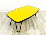 Funky SIDE TABLE or Plant Stand with yellow Formica top and hairpin legs