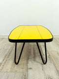 Funky SIDE TABLE or Plant Stand with yellow Formica top and hairpin legs