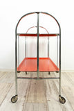 Iconic 1960s red faux-wood FOLDING BAR CART 'Dinett'