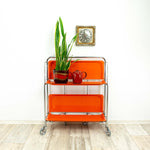 Iconic orange 1970s FOLDABLE BAR CART 'Dinett' by Bremshey