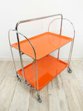 Iconic orange 1970s FOLDABLE BAR CART 'Dinett' by Bremshey
