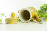 1960s mustard yellow Coffee TEA POT by WAKU Westgermany, relief pattern