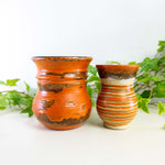 Set of two 1960s ORANGE midcentury ceramic VASES West German Pottery