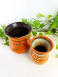 Set of two 1960s ORANGE midcentury ceramic VASES West German Pottery