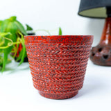 1970s red CERAMIC PLANTER, fire red black Westgerman Pottery