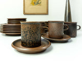 15 x TRIO of 1960s ARABIA RUSKA Finland coffee set, cup + saucer + plate, Design Ulla Procope
