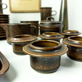 ARABIA RUSKA FINLAND set of 6 egg cups, 1960s modernist tableware