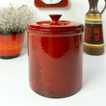 Big 1970s red WESTGERMAN POTTERY JAR with lid