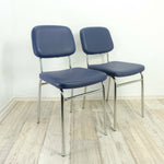 Upholstered 1980s Blue Chrome KITCHEN CHAIR