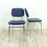 Upholstered 1980s Blue Chrome KITCHEN CHAIR