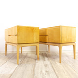 1960s maple MIDCENTURY NIGHTSTAND cabinet with two drawers, 1 of 2
