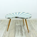 Rare 1960s SUNBURST KIDNEY TABLE blue white space age design