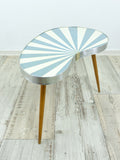 Rare 1960s SUNBURST KIDNEY TABLE blue white space age design