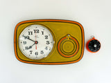 Orange olive 70s ceramic WALL CLOCK with timer by Schatz, Westgermany