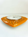 Orange red flamed 70s ceramic WALL CLOCK by Schatz, Westgermany