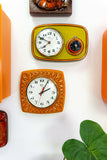 Orange red flamed 70s ceramic WALL CLOCK by Schatz, Westgermany
