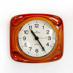 Orange red 1970s Ceramic WALL CLOCK by JUNGHANS Westgermany