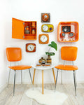 Orange red 1970s Ceramic WALL CLOCK by JUNGHANS Westgermany