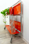 Iconic orange 1970s FOLDABLE BAR CART 'Dinett' by Bremshey