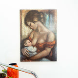 1960s midcentury ART PRINT of a young woman with baby