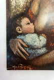 1960s midcentury ART PRINT of a young woman with baby