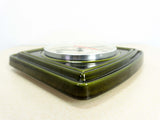 Moss green square 1970s VINTAGE WALL CLOCK Westgermany