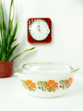 Original 1970s PYREX with lid by SCHOTT, vintage opal glass oven dishes