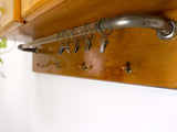1950s midcentury KITCHEN WALL CABINET with glass curtain rail