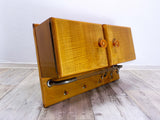 1950s midcentury KITCHEN WALL CABINET with glass curtain rail