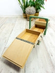 Mint green ivory 1950s SEWING BOX in cantilever style, wooden jewelry box
