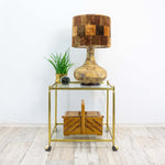Exceptional 1970s CERAMIC FLOOR LAMP velvet shade, two bulbs