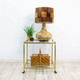 Exceptional 1970s CERAMIC FLOOR LAMP velvet shade, two bulbs