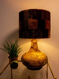 Exceptional 1970s CERAMIC FLOOR LAMP velvet shade, two bulbs