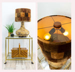Exceptional 1970s CERAMIC FLOOR LAMP velvet shade, two bulbs