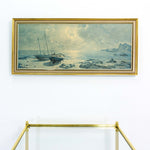 Framed VINTAGE SEASCAPE PRINT of a midcentury oil painting, ca. 1960s