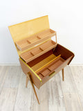 1960s wooden BICOLOR SEWING BOX Nightstand Side Table
