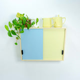 Free Shipping! Large 1950s vintage KITCHEN WALL CABINET glass shelves