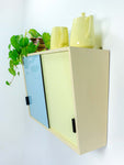 Free Shipping! Large 1950s vintage KITCHEN WALL CABINET glass shelves