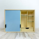 Free Shipping! Large 1950s vintage KITCHEN WALL CABINET glass shelves