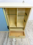 Free Shipping! Large 1950s vintage KITCHEN WALL CABINET glass shelves