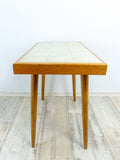 Sturdy 1970s ceramic top SIDE TABLE, midcentury teak wood plant stand