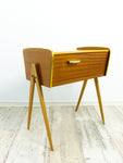 1960s wooden BICOLOR SEWING BOX Nightstand Side Table