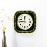 Moss green 70s MIDCENTURY ceramic WALL CLOCK by Dugena Westgermany