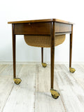 Perfect 60s DANISH DESIGN teak wood Sewing Table CART with drawer