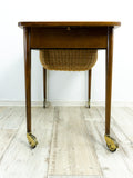 Perfect 60s DANISH DESIGN teak wood Sewing Table CART with drawer