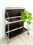 1960s bog oak FOLDING BAR CART 'Dinett' by Bremshey Westgermany