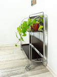 1960s bog oak FOLDING BAR CART 'Dinett' by Bremshey Westgermany