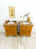 Pair of 1950s MIDCENTURY NIGHTSTANDS, Glass Top and Drawer