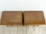 Pair of 1950s MIDCENTURY NIGHTSTANDS, Glass Top and Drawer