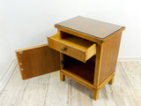 Pair of 1950s MIDCENTURY NIGHTSTANDS, Glass Top and Drawer